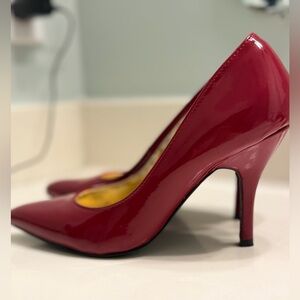 Kelly & Katie Red Patent Pointed-Toe Mid Stiletto Pumps